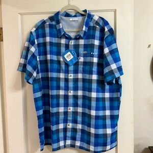 PFG Blue Plaid Short Sleeve Shirt